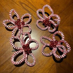 Christmas Red White Sequin Flower Picks